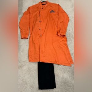 Orange and Black Kurta